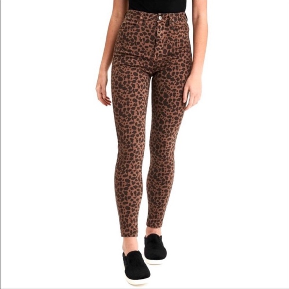 COPY - American Eagle Curvy Super Hi-Rise Jeggings leopard print brown jeans - Picture 1 of 8